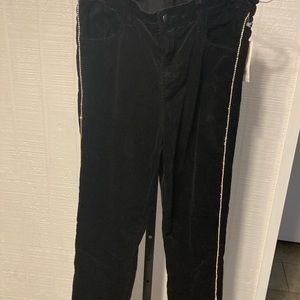 JBrand Maria Black High Rise Velour Skinny Pants w/Rhinestones-NWT